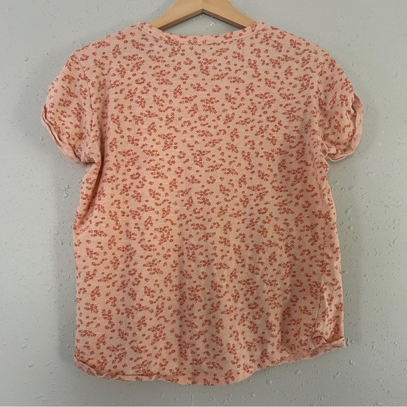 🦋 a.n.a Orange Floral Short Sleeve Tee Casual Summer Medium - Picture 4 of 6